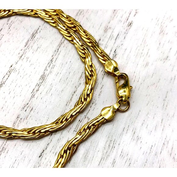 Vintage Gold tone Rope Chain Necklace With Lobster Clasp - Picture 3 of 4